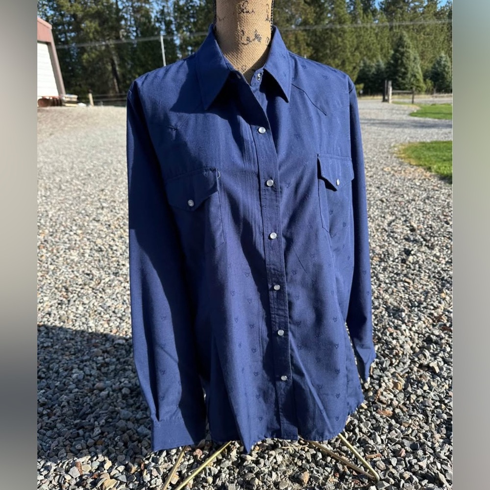 Ladies 1X Roper Navy Blue Western Shirt